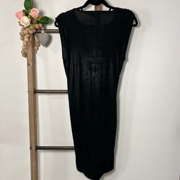 Armani Exchange Black Sleeveless Draped Front Mini‎ Dress Size Medium - Picture 6 of 9